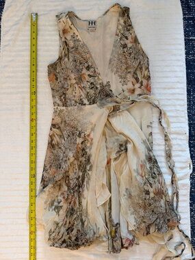 Haute Hippie Cream Floral Wrap Dress with Pastel Blooms